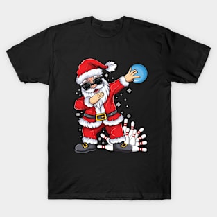 Xmas Dabbing Santa Bowling ball and pins Christmas bowling T-Shirt